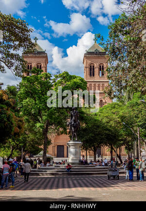 Metropolitan Cathedral Basilica at Parque Bolivar, Medellin, Antioquia Department, Colombia Stock Photo