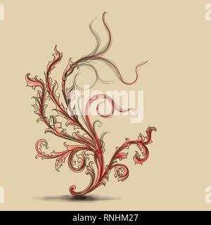 Flowers ornamental beautiful and swirls design element. Stock Vector