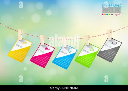 Business infographic with 5 steps on nature background. Stock Vector