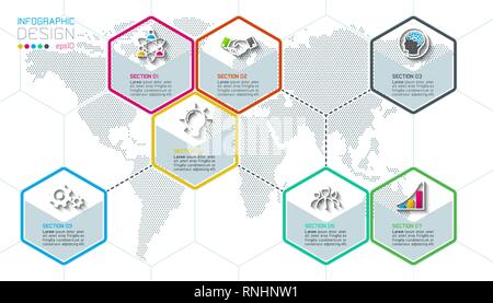 Hexagon inforgraphics on vector graphic art. Stock Vector