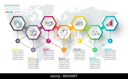 Hexagon inforgraphics on vector graphic art. Stock Vector