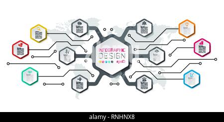 Hexagon inforgraphics on vector graphic art. Stock Vector