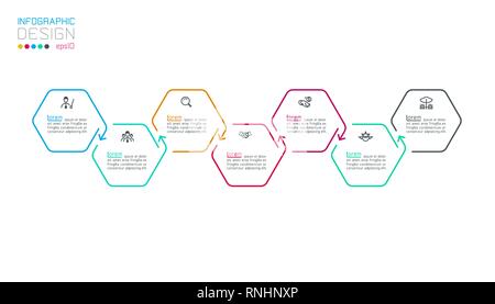 Hexagon inforgraphics on vector graphic art. Stock Vector