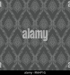 Seamless lined pattern thai art background decoration. Stock Vector