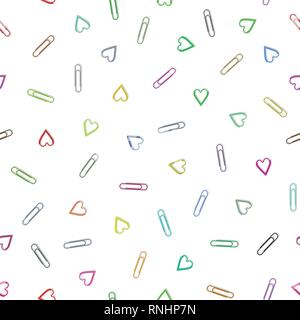 Multi-colored paper clips seamless pattern and abstract background for decorative. Vector illustration EPS 10. Stock Vector