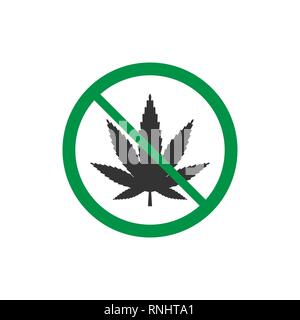 Cannabis, marijuana leaf icon, no drug sign. Vector illustration Stock Vector