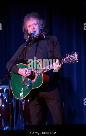 Scottish singer, songwriter and guitarist Donovan, born Donovan Philips Leitch, is shown performing on stage during a 'live' concert appearance. Stock Photo