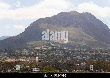 Somerset West is a suburb of Cape Town and is based against the Helderberg mountain in the Cape Winelands of South Africa Stock Photo