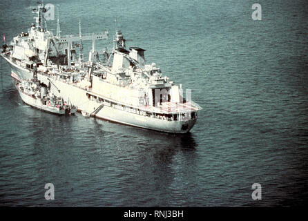 1982 - Aerial port quarter view of a Soviet Berezina class fleet replenishment ship Stock Photo