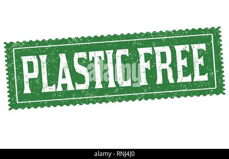 Plastic free sign or stamp on white background, vector illustration Stock Vector