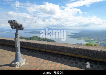 Binoculars Viewer at Taal Volcano Lake Vista - Tagaytay, Batangas, Philippines Stock Photo