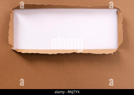 Torn brown paper background frame Stock Photo