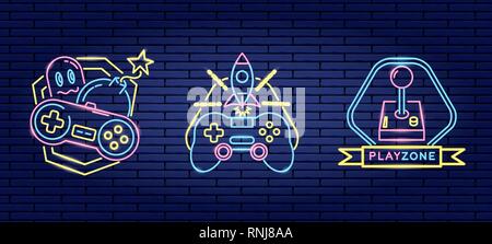 video game neon Stock Vector