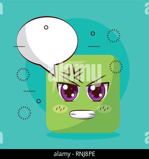 square face anime emoji Stock Vector