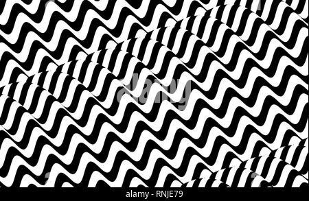 Black and white design. Pattern with optical illusion. Abstract 3D geometrical background. Vector illustration.