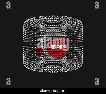 Cylinder. Detail of the mechanism. 3D connection structure. Geometric element for design. Futuristic technology style. Vector illustration. Stock Vector