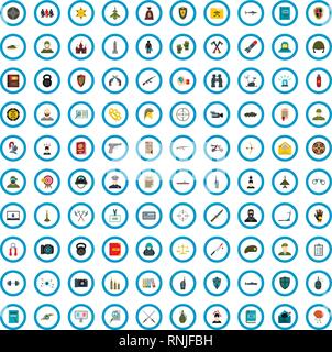 100 antiterrorism book icons set, flat style Stock Vector