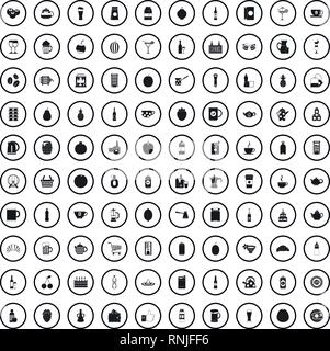 100 beverage icons set in simple style  Stock Vector