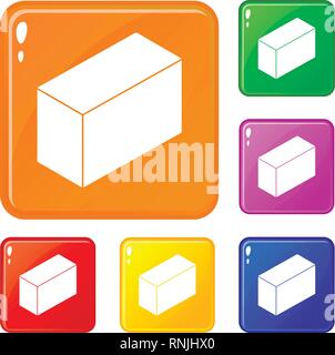 Cement block icons set vector color Stock Vector