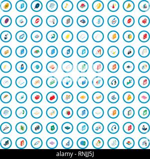 100 app icons set, isometric 3d style Stock Vector