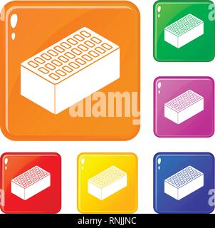 Brick icons set vector color Stock Vector