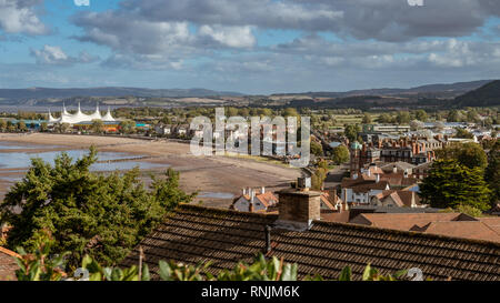 Minehead, Somerset, England, UK - October 01, 2018: View towards Minehead beach with the Butlins Skyline Pavillion in the background Stock Photo