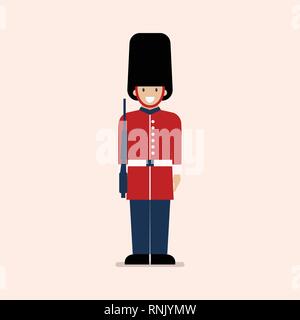 British Army soldier. Flat style vector illustration. Stock Vector