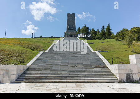 SHIPKA, BULGARIA - JULY 6, 2018:  Monument to Liberty Shipka and Balkan mountains, Stara Zagora Region, Bulgaria Stock Photo