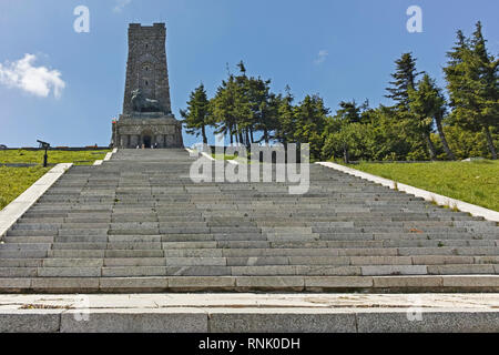 SHIPKA, BULGARIA - JULY 6, 2018:  Monument to Liberty Shipka and Balkan mountains, Stara Zagora Region, Bulgaria Stock Photo