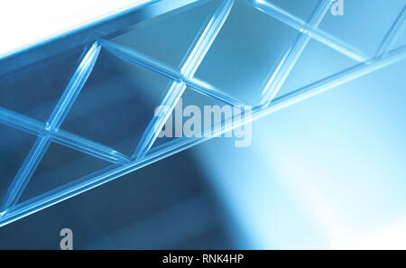 Glass, mirror reflection shapes and shadows. Close-up details.   Stock Photo