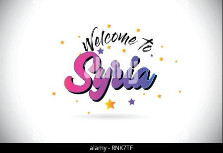 Download Syria Welcome To Creative Text Handwritten Font With Purple Pink Colors Design Vector Illustration Stock Vector Image Art Alamy SVG Cut Files