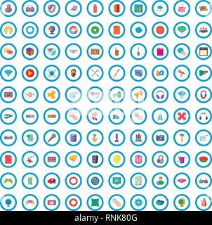 100 applications icons set, cartoon style Stock Vector