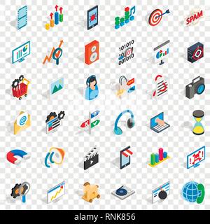 Web operation icons set, isometric style Stock Vector