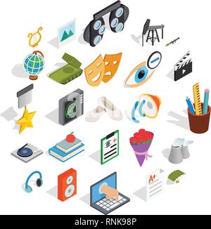 Applying icons set, isometric style Stock Vector