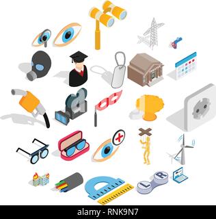 Lease icons set, isometric style Stock Vector