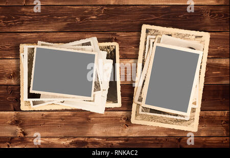 old pictures  on wood background Stock Photo