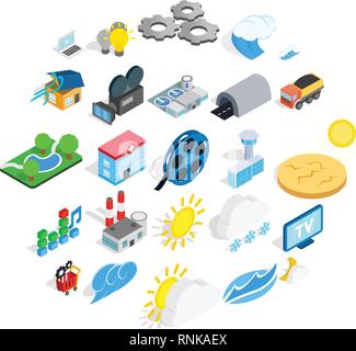 Energy crisis icons set, isometric style Stock Vector
