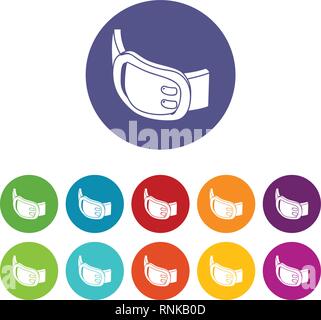 Double buckle belt icons set vector color Stock Vector