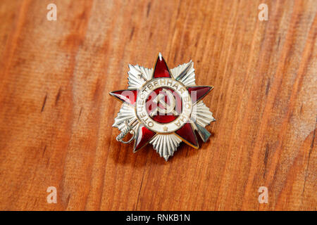 Order of the Patriotic War in St. on a wooden. Close up Stock Photo