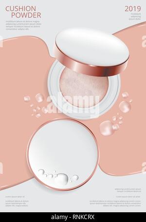 Makeup Powder Cushion Poster Template Vector Illustration Stock Vector