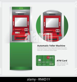 ATM Automatic Teller Machine with ATM Card Vector Illustration Stock Vector