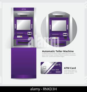 ATM Automatic Teller Machine with ATM Card Vector Illustration Stock Vector