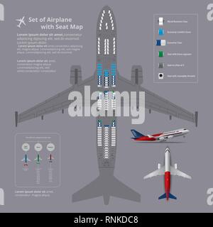 Set of Airplane with Seat Map Isolated Vector Illustration Stock Vector ...