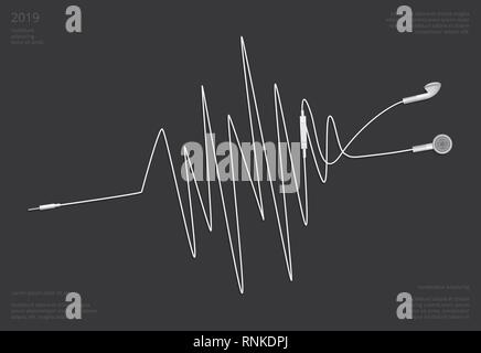Conceptual Earphones with Telephone vector illustration Stock Vector