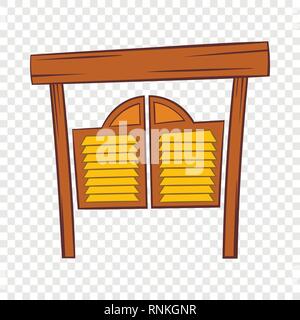 Doors in western saloon icon, cartoon style Stock Vector