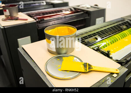 Detail of rollers in offset printing machine Stock Photo