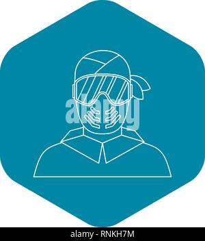 Paintball player in protective mask icon Stock Vector