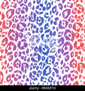 Textured animal skin trendy pattern. Violet and orange leopard background. Abstract seamless pattern. Stock Vector