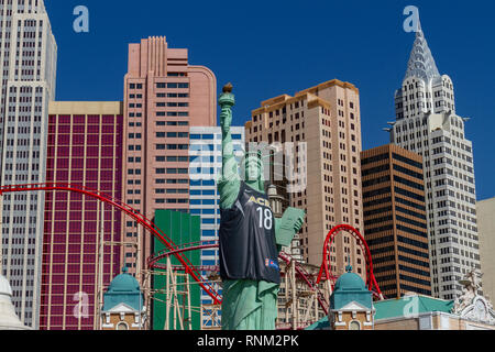 The Statue of Liberty with Las Vegas Aces jersey, New York-New York Hotel &  Casino, Las Vegas, Nevada, United States Stock Photo - Alamy