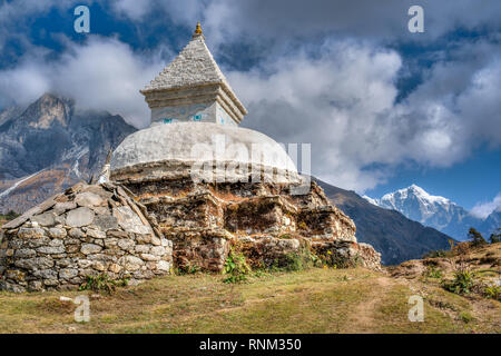 Buddhist Stupa in the mountains of Nepal. Stock Photo